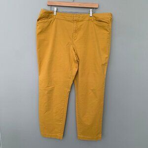 Old Navy Pixie Ankle Pants Women 18 Mustard Yellow Slim Tapered Chino Stretch